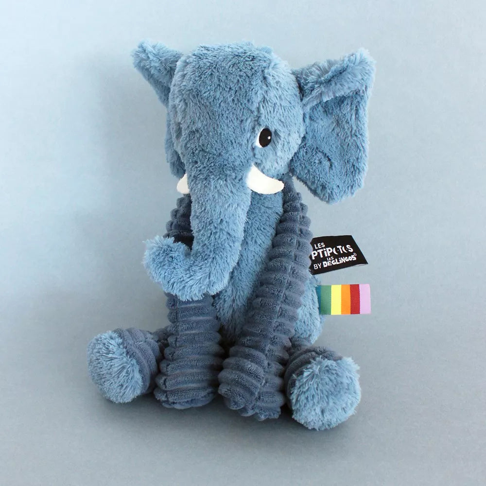 Kuscheltier Elefant in Blau von vorn