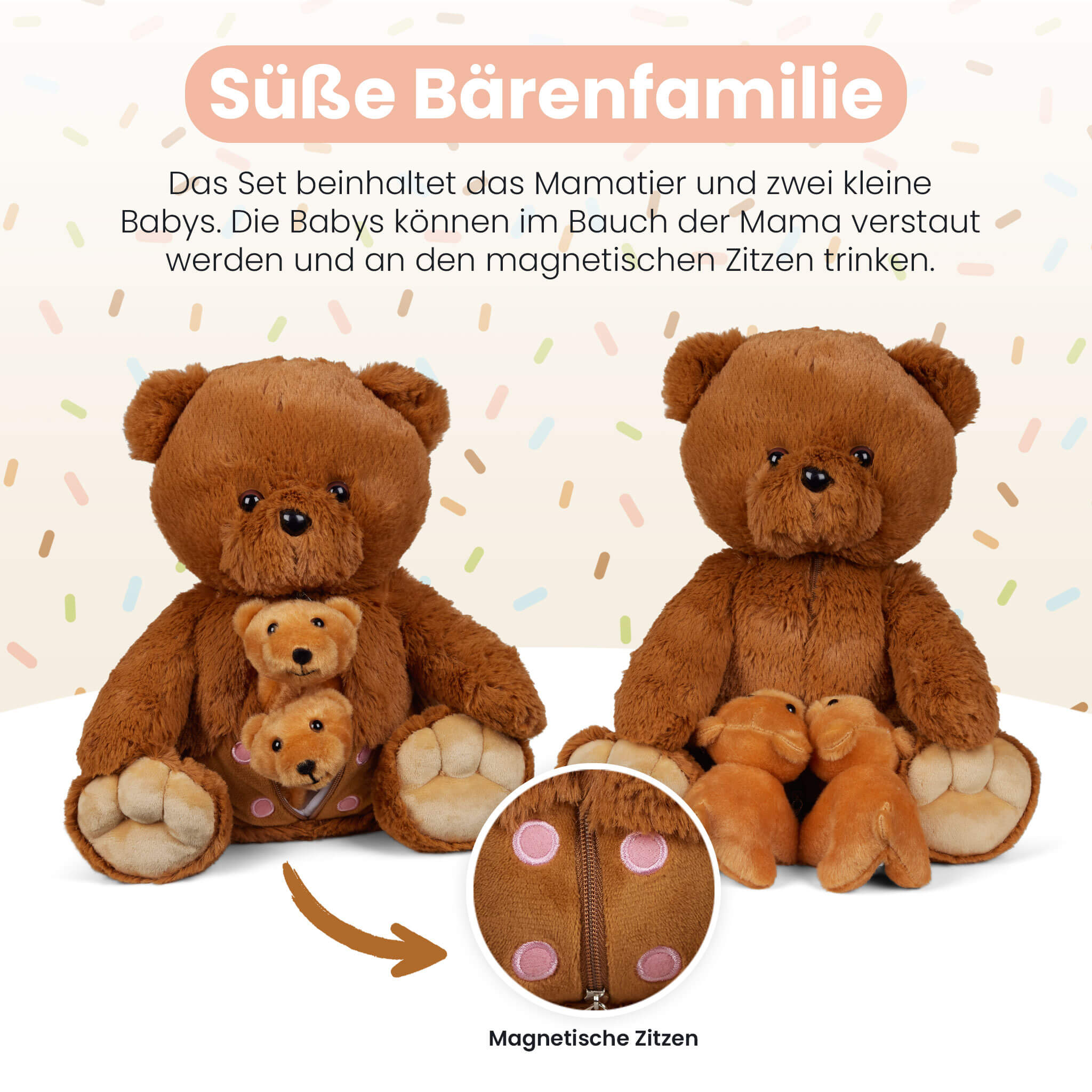 Mamanimals Kuscheltier Bär Magnetische Zitzen