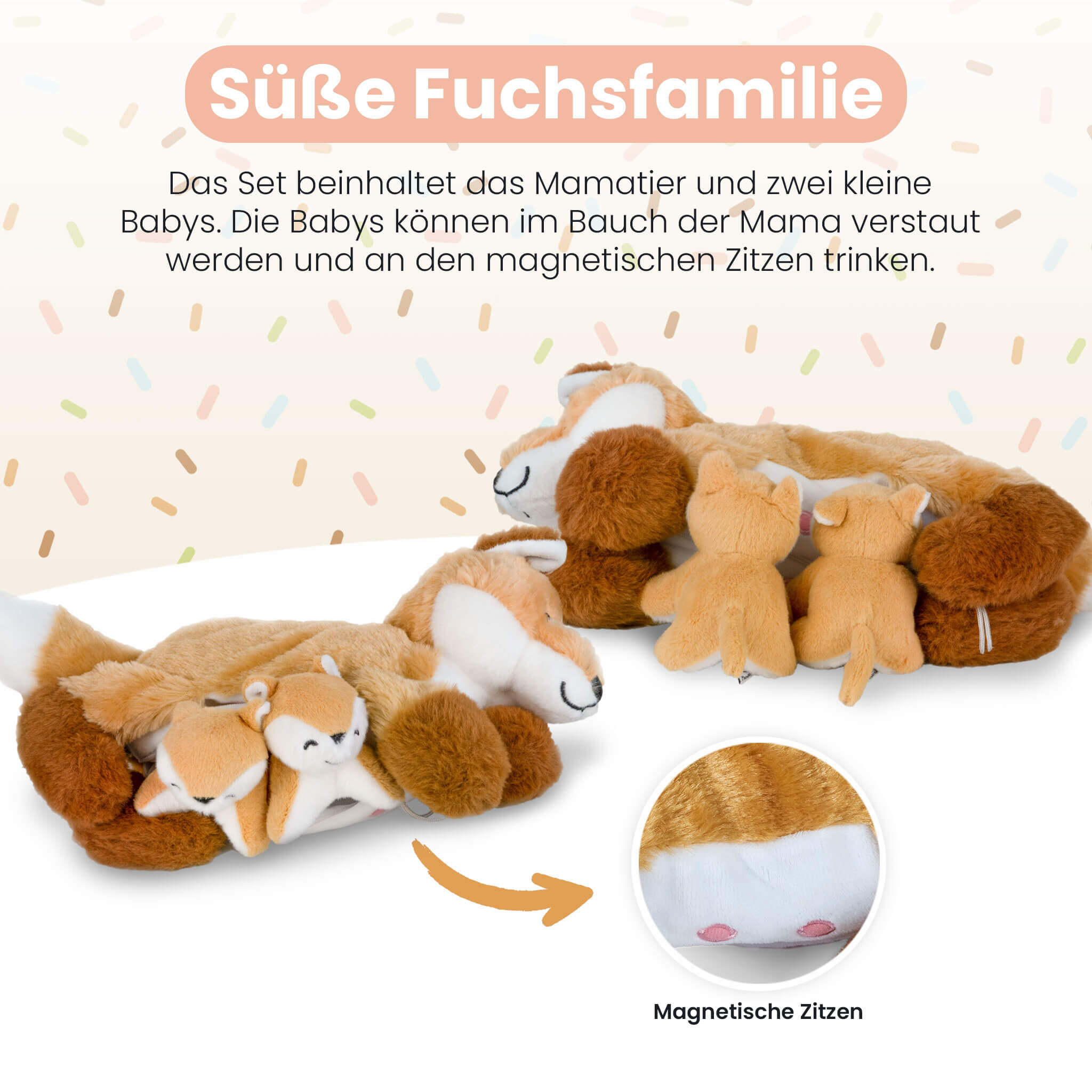 Mamanimals Kuscheltier Fuchs Magnetische Zitzen