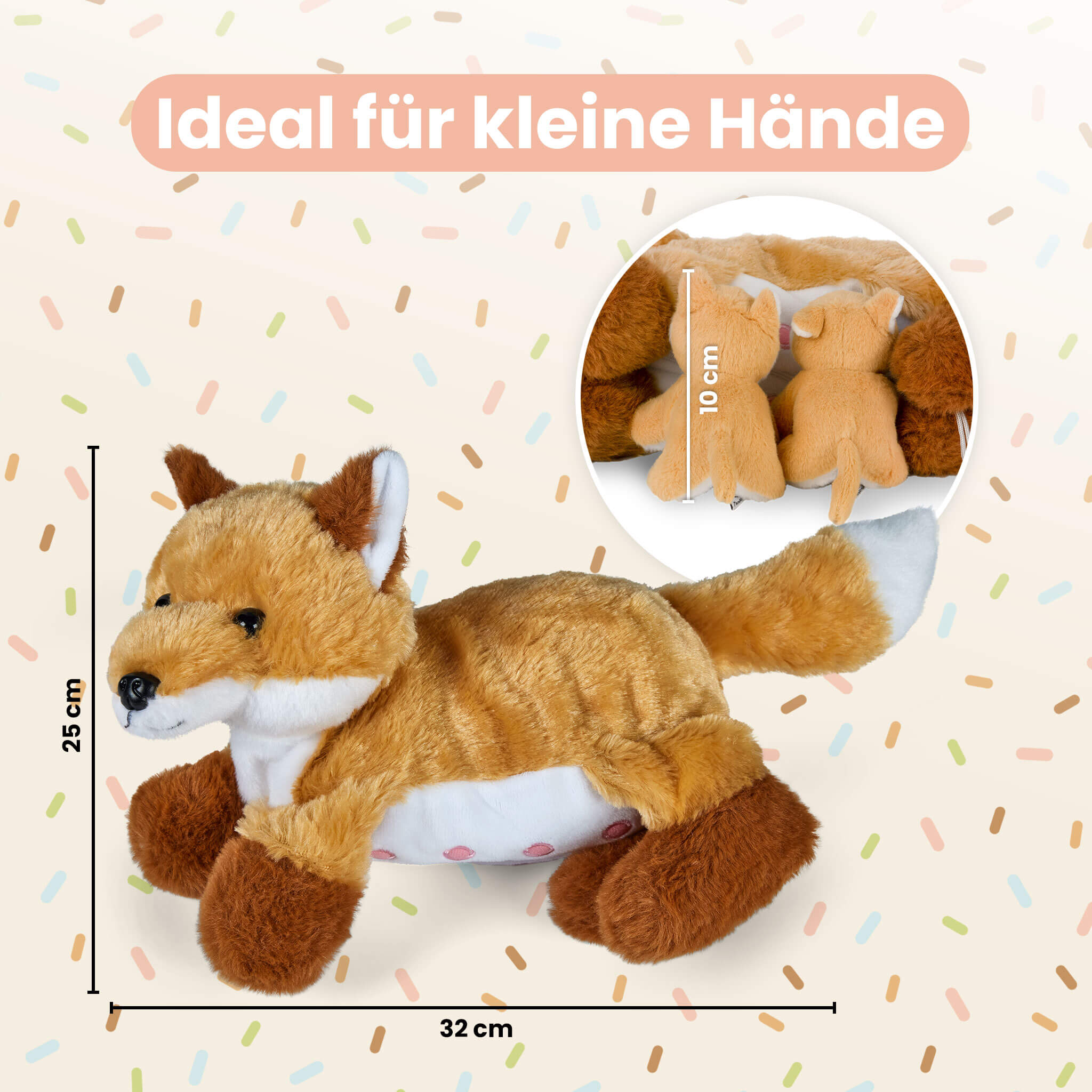 Mamanimals Kuscheltier Fuchs Dimensionen