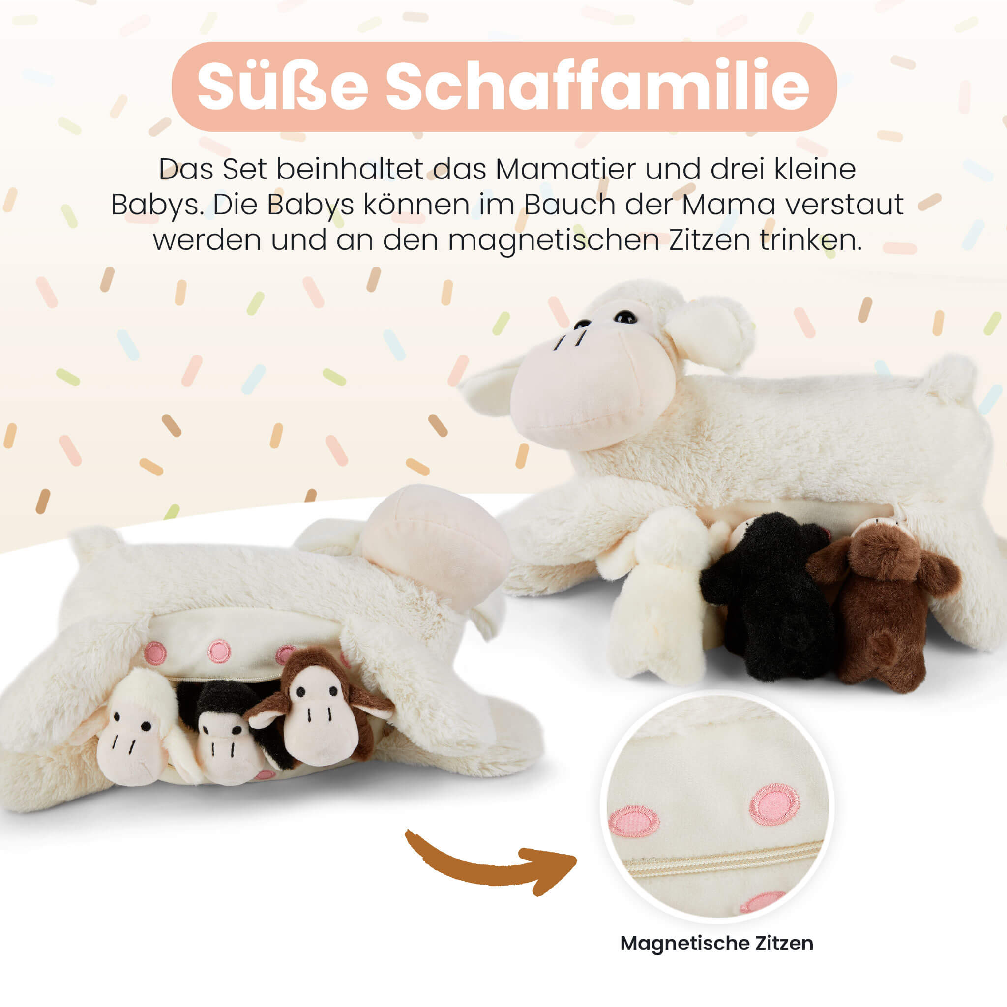 Mamanimals Kuscheltier Schaf Magnetische Zitzen