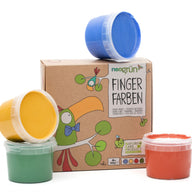 Vegane Fingerfarben im 4er Set – Gelb, Grün, Rot & Blau