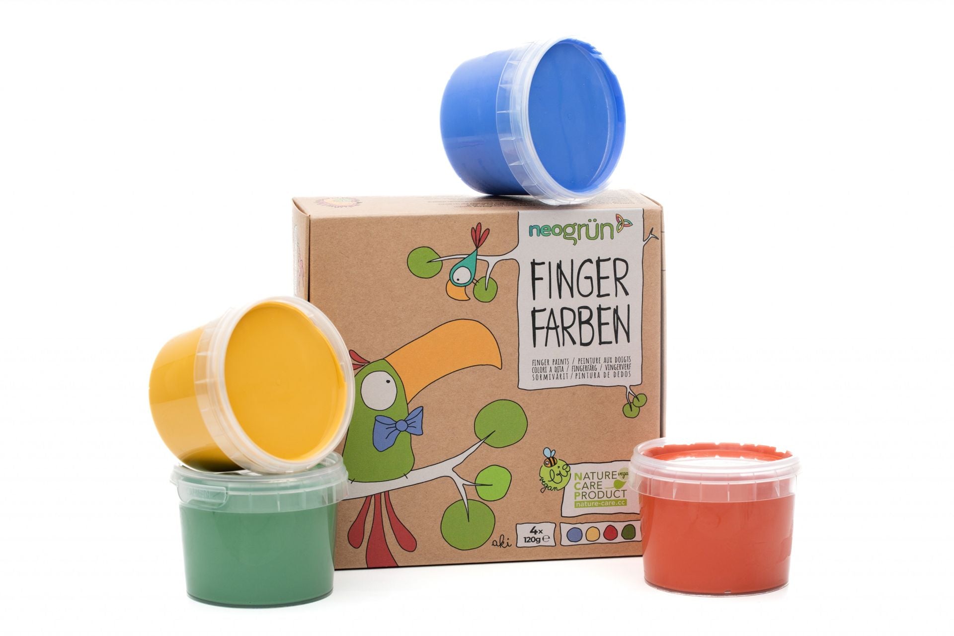 Set of 4 Vegan Finger Paints - Yellow, Green, Red &amp; Blue